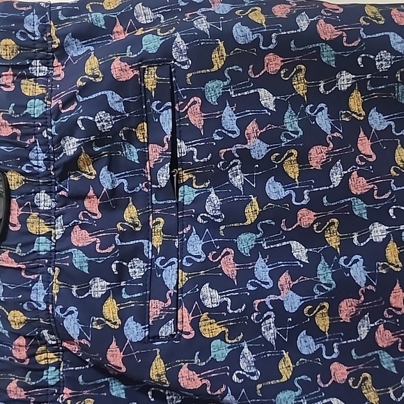 NWT ROWM  5 Inch Inseam Swim Shorts Trunks Blue Flamingo Pockets Lined Size XXL - Picture 4 of 6